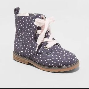 Toddler Girls' Giovanna Lace-Up Zipper Combat Boots - Cat & Jack Charcoal Gray